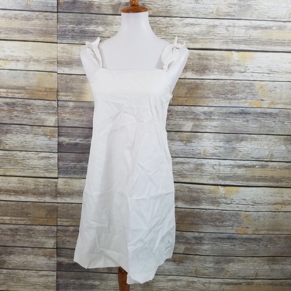 NWT Zara Off White Faux Leather Ruffle Strap Dress - Picture 6 of 8
